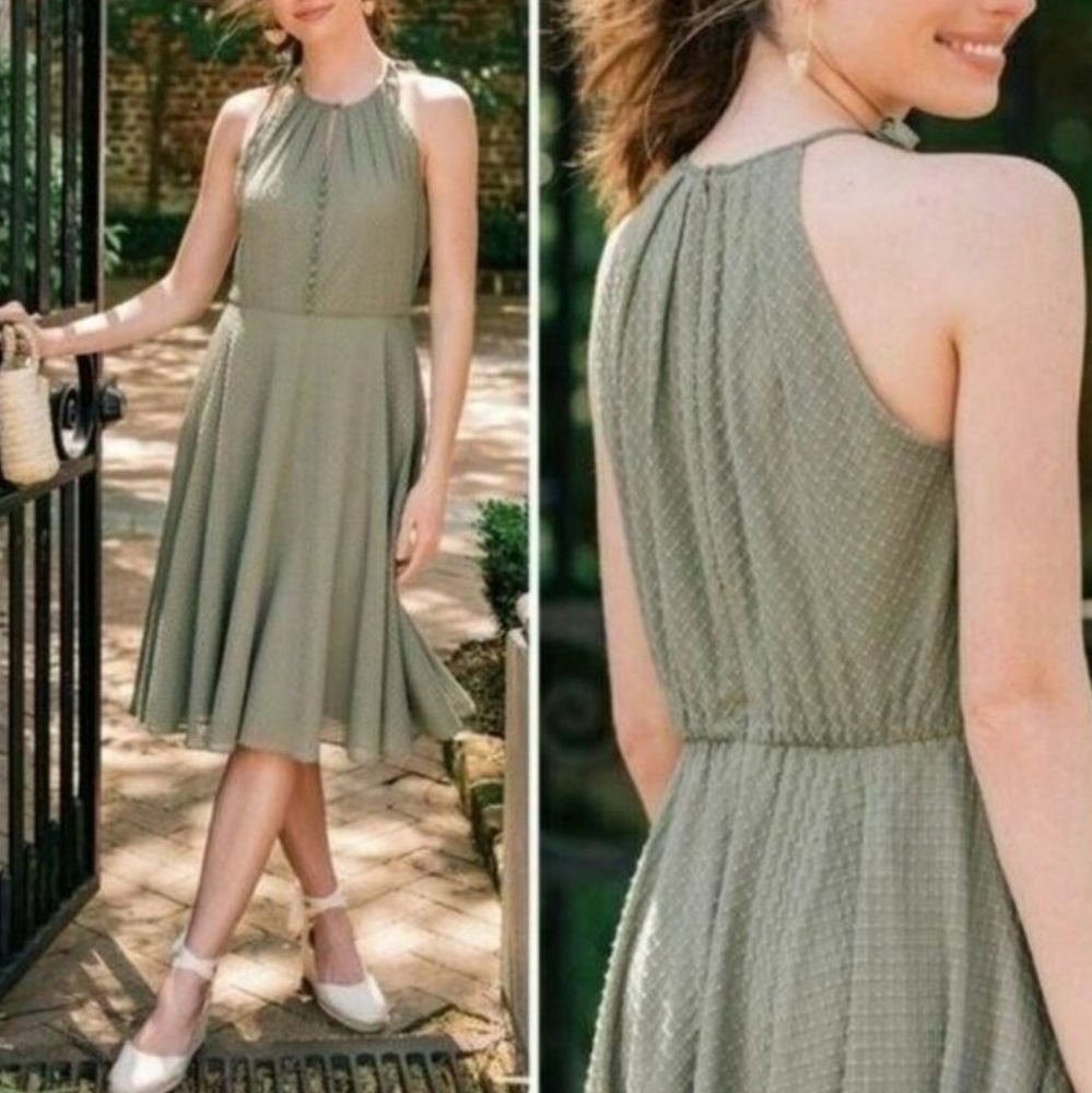 CLEARANCE!!  Gal Meets Glam NWT Moss Green Textured Dress 6